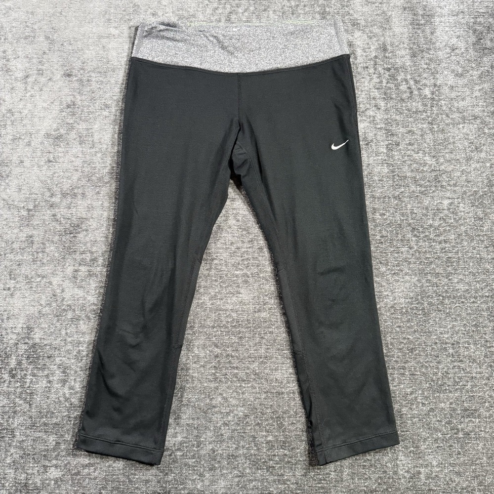 Nike Running Dri-FIT Leggings Women's Medium Black Gray Heather Stretch Training
